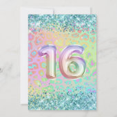 レインボーヒョウフェイクティール（緑がかった色）グリッタースウィート16 招待状 (裏面)