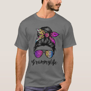 レインボーヒョウ乱雑Bun Motherとのグラミーな生活 Tシャツ