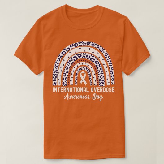 レインボーヒョウ国際的オーバードーズ認識度D Tシャツ (デザイン正面)