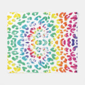 レインボーヒョウ斑点 フリースブランケット (正面(横))