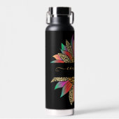 レインボーヒョウ柄ひまわりカスタム花 ウォーターボトル (正面)