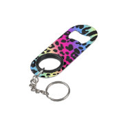 レインボーヒョウ柄 キーホルダー栓抜き (裏面アングル)