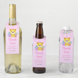 レインボーヒョウ赤ちゃんシャワーありがとう ボトルネックタグ