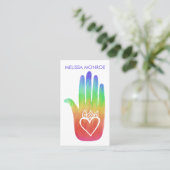 レインボーヒーリングハンドボディワークマッサージハート 名刺 (スタンド正面)