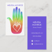 レインボーヒーリングハンドボディワークマッサージハート 名刺 (正面/裏面)