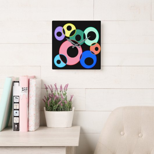 レインボービリヤードデザイン スクエア壁時計 (読書スペース)