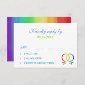 レインボービーナスシンボルレズビアンウェディングRSVP 出欠カード (正面/裏面)