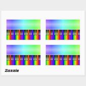 レインボーピアノキーボード 長方形シール (シート)