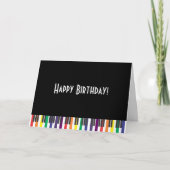 レインボーピアノ鍵盤 誕生日 カード (正面)