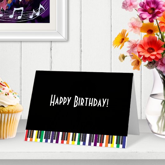 レインボーピアノ鍵盤 誕生日 カード