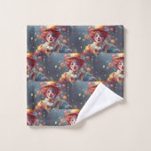 レインボーピエロサーカスカーニバルバルーン バスタオルセット (ウォッシュタオル)