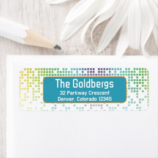 レインボーピクセルビデオゲームゲーマーバー(ユダヤ教の)バル・ミツバーアドレス ラベル (インサイチュ)