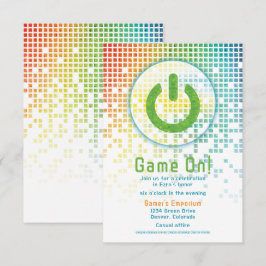 レインボーピクセルビデオゲームゲーマーバー（ユダヤ教の）バル・ミツバー エンクロージャーカード