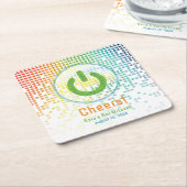 レインボーピクセルビデオゲームゲーマーバー(ユダヤ教の)バル・ミツバー スクエアペーパーコースター (アングル)