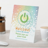 レインボーピクセルビデオゲームゲーマーバー（ユダヤ教の）バル・ミツバー 台座サイン (インサイチュ)