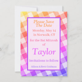 レインボーピクニック対角Save the Date Card サンキューカード