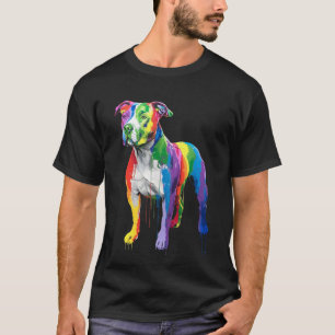 レインボーピットブル鮮やかアー芸術的ト – Dog Lover Tシャツ