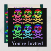 レインボーピレートスカル招待状 招待状 (正面/裏面)