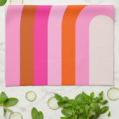 レインボーピンクとオレンジボホアーチ キッチンタオル (折り畳み)