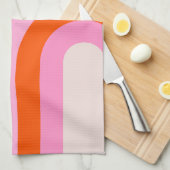 レインボーピンクとオレンジボホアーチ キッチンタオル (四つ折り)