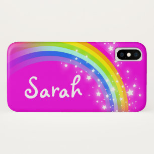 レインボーピンクの名前の女の子iphoneケース iPhone x ケース