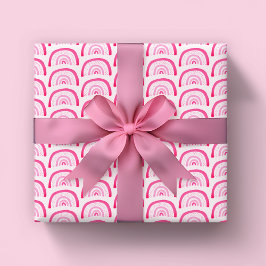 レインボーピンクの女の子の誕生日 ラッピングペーパー