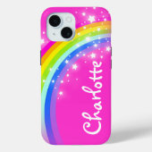 レインボーピンクの女の子名前をカスタムする Case-Mate iPhoneケース (裏面)