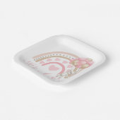 レインボーピンクの赤ちゃんシャワー ペーパープレート (傾斜あり)