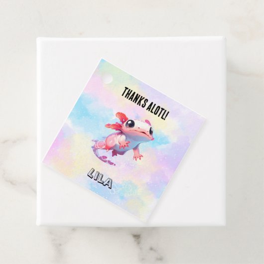 レインボーピンクアクソロトル誕生日メッセージカード フェイバータグ (インサイチュ)