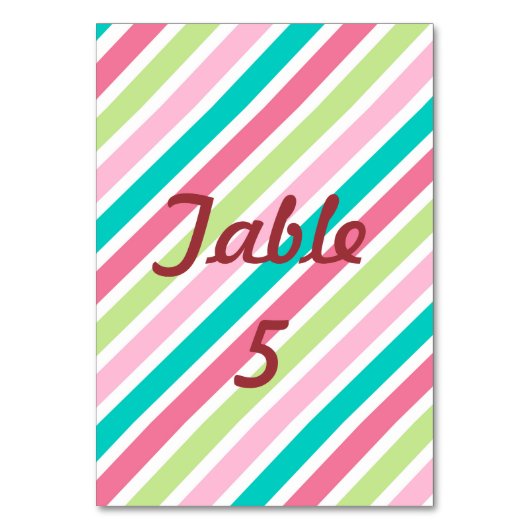 レインボーピンクストライプ色 テーブルナンバー (正面)