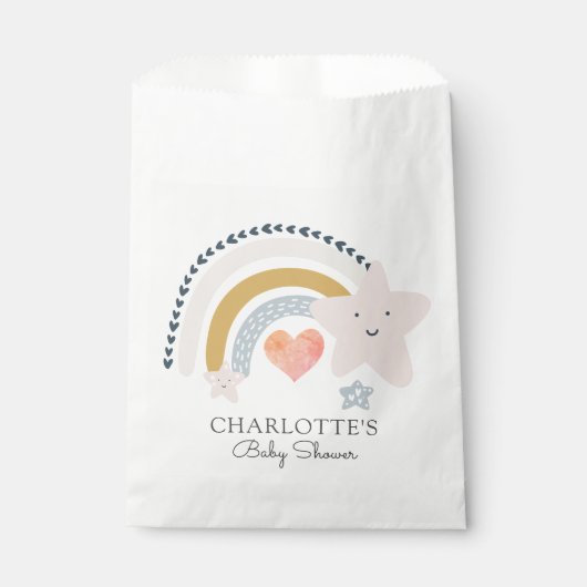 レインボーピンクハートガールベビーシャワー フェイバーバッグ (正面)