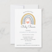 レインボーピンクハートベイビーシャワー 招待状 (正面)