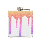 レインボーピンクピーチスパークルグリッタードリップスモノグラム フラスク (裏面)