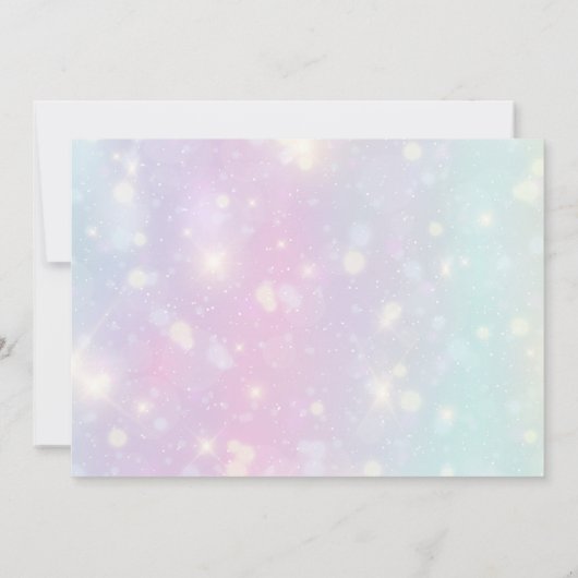 レインボーピンクユニコーン誕生日招待状 招待状 (裏面)