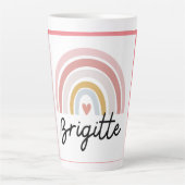 レインボーピンクラテマグカップと美しいブリジット。 カフェラテマグ (正面)