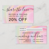 レインボーピンク大理石のユニコーンホログラフィックスクリプト 紹介カード (正面/裏面)