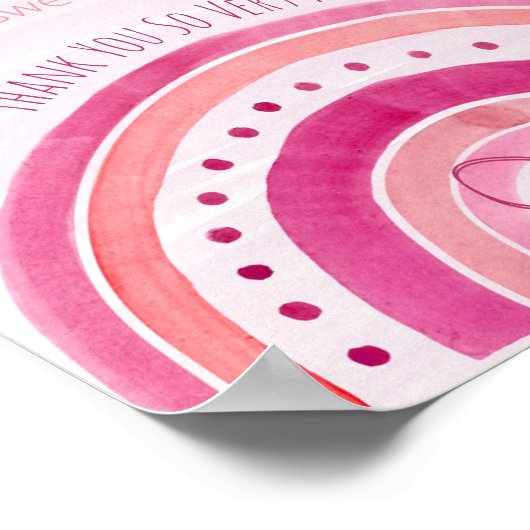 レインボーピンク赤ちゃんシャワーギフトテーブルサイン ポスター (角)