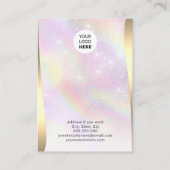 レインボーピンク金ゴールドグリッタージュエリーホルダーイヤリング 名刺 (裏面)