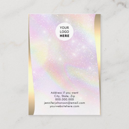 レインボーピンク金ゴールドグリッタージュエリーホルダーイヤリング 名刺 (裏面)