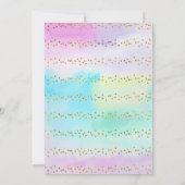 レインボーピンク金ゴールド水彩誕生日 招待状 (裏面)