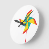 レインボーピンホイール ラウンド壁時計 (傾斜)