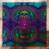 レインボーピーコックフラクタルスワールステンドグラスの外観 ウィンドウサイン (シート2)