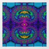 レインボーピーコックフラクタルスワールステンドグラスの外観 ウィンドウサイン (シート)