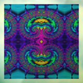 レインボーピーコックフラクタルスワールステンドグラスの外観 ウィンドウサイン (シート3)