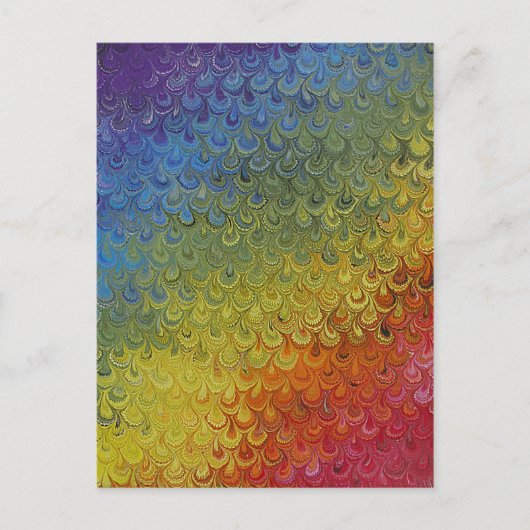 レインボーピーコ絵を描ックマーブル紙 ポストカード (正面)