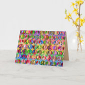 レインボーピースのサインのグリーティングカード カード (黄色い花)