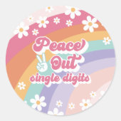 レインボーピースオ独身のウアウト10誕生日 ラウンドシール (正面)