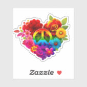 レインボーピースサインハートシール |ダイカットのシール シール (シート)