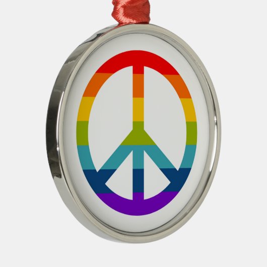 レインボーピースサイン メタルオーナメント (右)