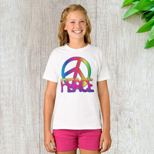 レインボーピースサイン レトロヒッピー Tシャツ